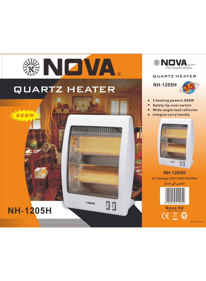 NOVA Quartz Heater NH-1205H 800W Electric Indoor Heater with 800W Heating Power, Fast Warm-Up, Safety Protection, Ideal for Bedroom, Living Room and Office Use - Image 1
